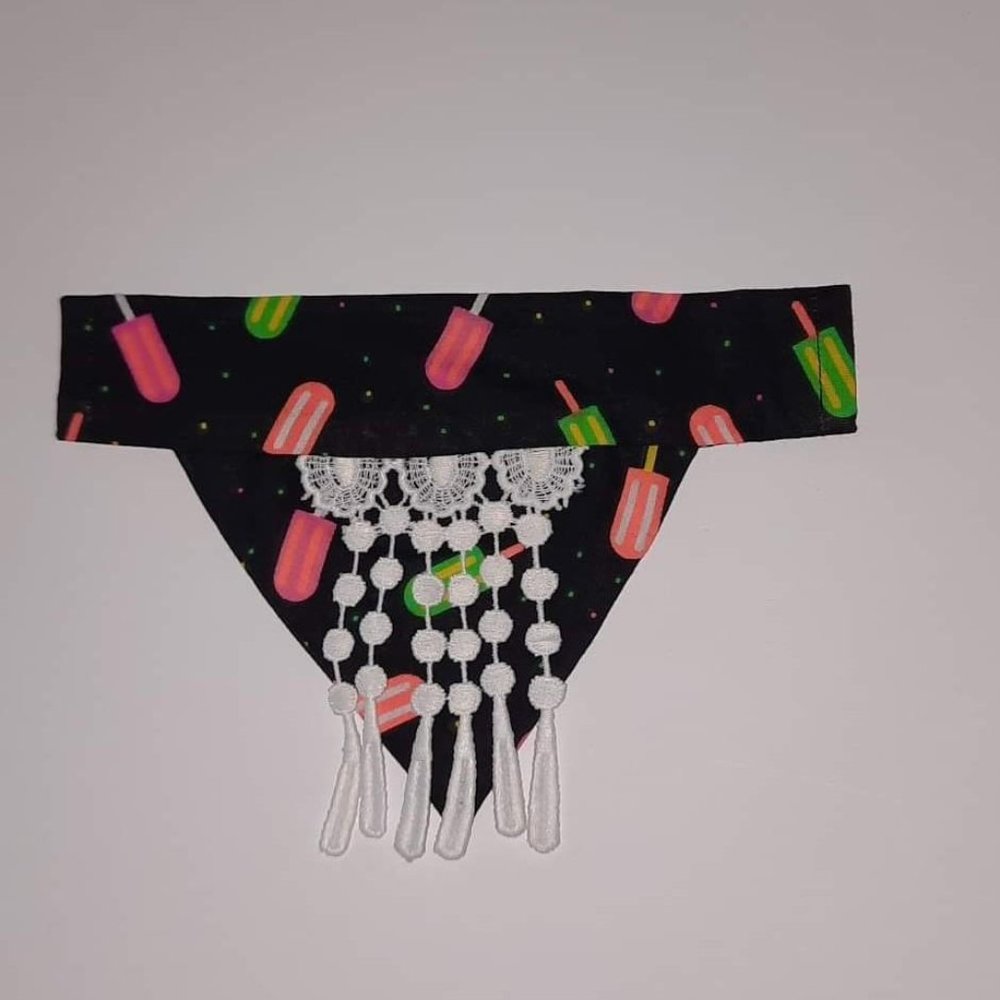 Fancy Pet Scarf Dog Scarf Popsicle White Full Tassel